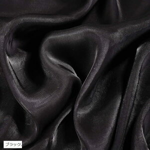 全16色 輝き シルク 風 サテン 生地 カラー 約2mx幅1.5m ブラック (ブラック)
