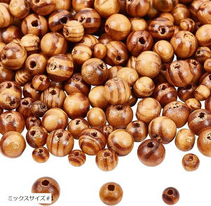900個 木製ビーズ ウッドビーズ 年輪 ブラウン 穴付き DIY用 手芸用品 ジュエリー用 3サイズ