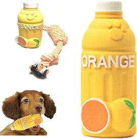 Bluestarz13923 犬用 音の出るおもちゃ 噛むおもちゃ 柔らかい ジュースボトル ストレス発散 中小型犬用 歯磨きおもちゃ付き オレンジ( オレンジ (オレンジ))