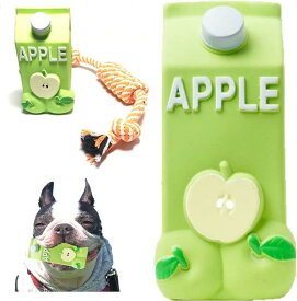 Bluestarz13923 犬用 音の出るおもちゃ 噛むおもちゃ 柔らかい ジュースボトル ストレス発散 中小型犬用 歯磨きおもちゃ付き グリーン アップル( グリーン (アップル))