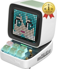 【楽天ランキング1位入賞】Ditoo Pro 可愛いスピーカー 15W 強化された低音 青軸キーボード RGBライト 音質高 Bluetooth/USB接続 PC用 microSDカード可 ピクセルアート 専用アプリ 光沢塗装 (ホワイト)