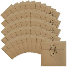 ディスクケース クラフト 紙 CD ハトメ紐付 無地 厚紙 13x13cm( ブラウン, 50枚セット)