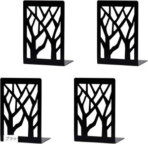 ブックエンド 4個セット おしゃれ 本立て ブックスタンド 滑り止め付き ブラック (ブラック)