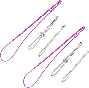 【楽天ランキング1位入賞】ゴムや紐、リボンが通せますゴム通し 糸通し 紐通し 糸通し器 ゴム紐通し 配線通し 針通し 手芸 6点セット(ピンク、銀色, S)