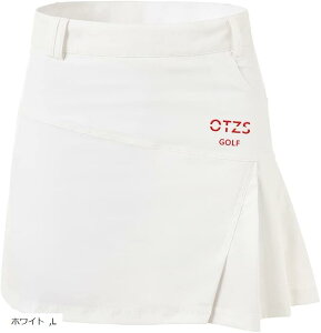 ゴルフスカート レディース ゴルフウェア テニス スコート おしゃれ インナーパンツ付き ポケット付き 吸汗速乾 アクティブスカート(ホワイト, L)