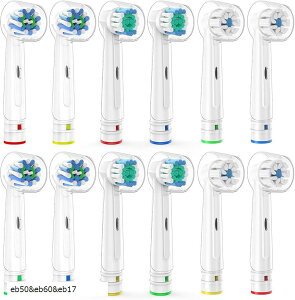互換品 互換 互換の ブラウン オーラルB 対応 電動歯ブラシ 替えブラシ 3種類 マルチアクションブラシ ベーシックブラシ やわらか極細毛ブラシ oral EB50 EB17 EB60 家庭用 (eb50&eb60&eb17, 12本)
