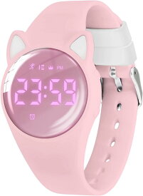 子供腕時計 キッズ 子供用スマートウォッチ活動量計 デジタル腕時計 多機能防水( DJ-Pink-Y)