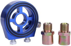 オートゲージ オイルセンサー アタッチメント オイルブロック 油温計 油圧計 M20x1.5 3/4-16UFN ボルト2本付 汎用( ブルー)