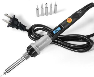 【楽天ランキング1位入賞】はんだごてセット 80W 温度調節可 LEDデジタル 200℃-450℃オン/オフスイッチ付き 精密 (黒)