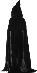 morytrade 魔女 マント コスプレ 死神 ハロウィン 衣装 変装 仮装 ベルベット調 90cm 黒(ブラック, 90cm)