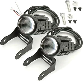 LED バイク オートバイ ヘッドライト ミニ プロジェクター レンズ デュアル カラー フォグ ランプ スポット ワークライト ATV スクーター( 2個セット(スイッチなし))