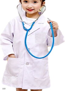 ミャオッティ 子供用白衣 キッズドクター 実験用白衣 長袖 コスチューム (110)
