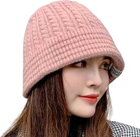 母の日 バケハ バケットハット レディース ニット 帽子 おしゃれ かわいい カワイイ( ピンク, 57.0 cm)