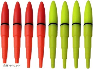 電気ウキ トップ 夜釣り ライト 釣りフロート 海釣り 夜光 led 蛍光 赤黄 4本セット