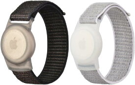 AirTag ケース 子供用 バンド エアタグ ブレスレット GPSトラッカーホルダー Apple 保護カバー 2色セット( ブラック+ホワイト)