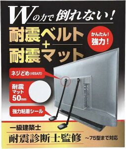 テレビ 転倒防止ベルト 建築士監修 Wの力 地震対策 穴開け不要 VESA穴固定 衝撃吸収(ブラック)