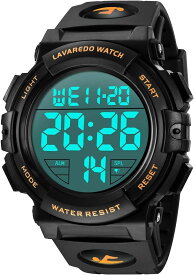 腕時計 メンズ デジタル 50メートル防水 日付 曜日 アラーム LED表示 多機能付き 防水腕時計 取扱説明書付き( 02-ゴールド)
