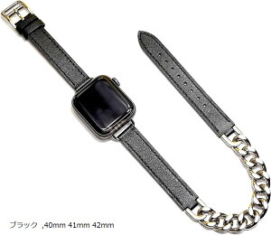 Apple watch �`�F�[�� �� ���U�[ �x���g 40mm 41mm 42mm ������� �A�b�v���E�H�b�` �o���h ���U�[�o���h/�X�e�����X �{�v/�V���o�[ �u���b�N Series 10 9 (�u���b�N, 40mm 41mm 42mm)