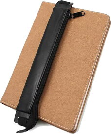 ブックバンドペンケース ペンホルダー 手帳 タブレット iPad用 タッチペン puレザー ブラック( Black)