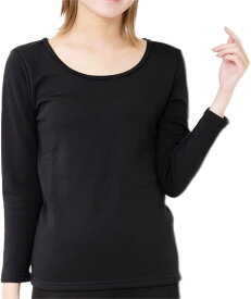 レディース 女性 下着 肌着 シャツ トップス 8分袖 無地 シンプル ストレッチ( ブラック, L)