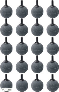 エアー ストーン 水槽 釣り 水草 魚 メダカ アクアリウム 金魚 熱帯魚 エビ 飼育 水耕栽培 小型 25mm (グレー, 20個)