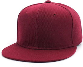 キャップ 帽子 フラットツバ フラットビルキャップ ベースボールキャップ 男女兼用( レッド, Free Size)