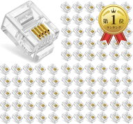【楽天ランキング1位入賞】互換品 RJ11 モジュラーコネクタ 100個セット 金メッキ 6極4芯 6P4C