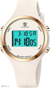 腕時計 レディース うで時計 デジタル腕時計 メンズ 男女兼用 子供腕時計 スポーツウォッチ 多機能付け 目覚まし 日付表示 アウトドア(02-クリーム)