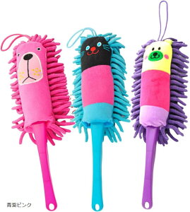 ハンディモップ ほこり取り ワイパー ウインドモップ もこもこ 掃除 道具 マイクロファイバー そうじ 3本組 ホコリ はたき 水洗い 可能 大掃除(青紫ピンク, 26cm)