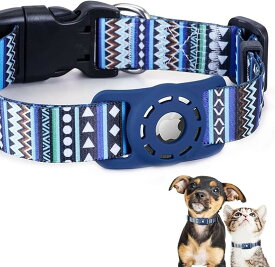 犬用エアタグ首輪 猫 ペット首輪 迷子 追跡 ペット用品 AirTagケース (ボヘミアンブルー, S)
