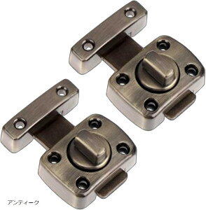 内鍵 後付け かぎ ドア ロック 室内 扉 防犯 2個セット アンティーク (アンティーク)