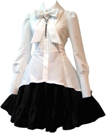 シャツドレス コスプレ ロリータファッション( A/ホワイト, L)