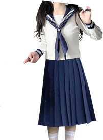 セーラー服 スカート スカーフ 上下 3点セット コスプレ 制服 女子学生服 コスチューム L (L)