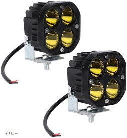 LEDワークライト 40W 2個 6500K IP67 8000LM 9-36V 防水 作業灯 車幅灯 路肩灯 補助灯 投光器 スポットライト ダンプ トラック SUV (イエロー)