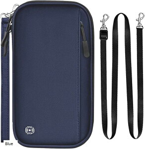 パスポートケース 首下げ パスポートカバー スキミング防止 ポーチ 海外旅行グッズ 軽量 防水 財布 クラッチバッグ トラベルポーチ メンズ レディース(Blue)