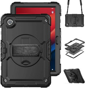 for Lenovo Tab B11/K11/M11 �P�[�X 2024 �ϏՌ� �ی�t�B�����t���t���[�� �y�����[ 360°��]�X�^���h �n���h�X�g���b�v �V�����_�[�X�g���b�v �S�ʕی�J�o�[ (�u���b�N, Lenovo Tab B11)