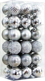 クリスマス オーナメント クリスマスボール おしゃれ 可愛い クリスマスツリー飾り 装飾( 銀, 4cm 36pcs)
