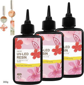 【楽天ランキング1位入賞】互換品 レジン液 UVレジン液 大容量 高い透明 急速に硬化 ハードタイプ 低粘度 詰替用 初心者 UV-LED対応 DIY 手作りクラフト ジュエリー デザイン 用途広い (300g)