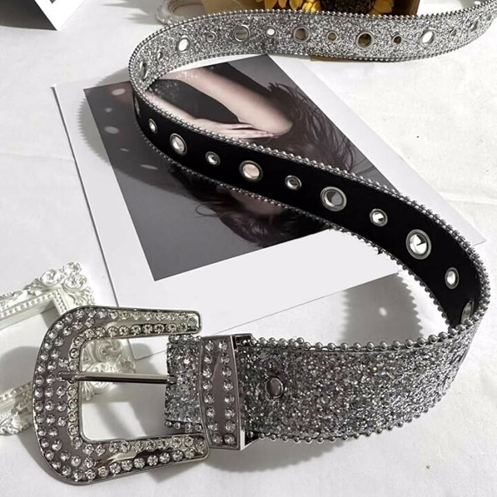 楽天市場】ベルト レディース ラインストーン キラキラ カジュアル  