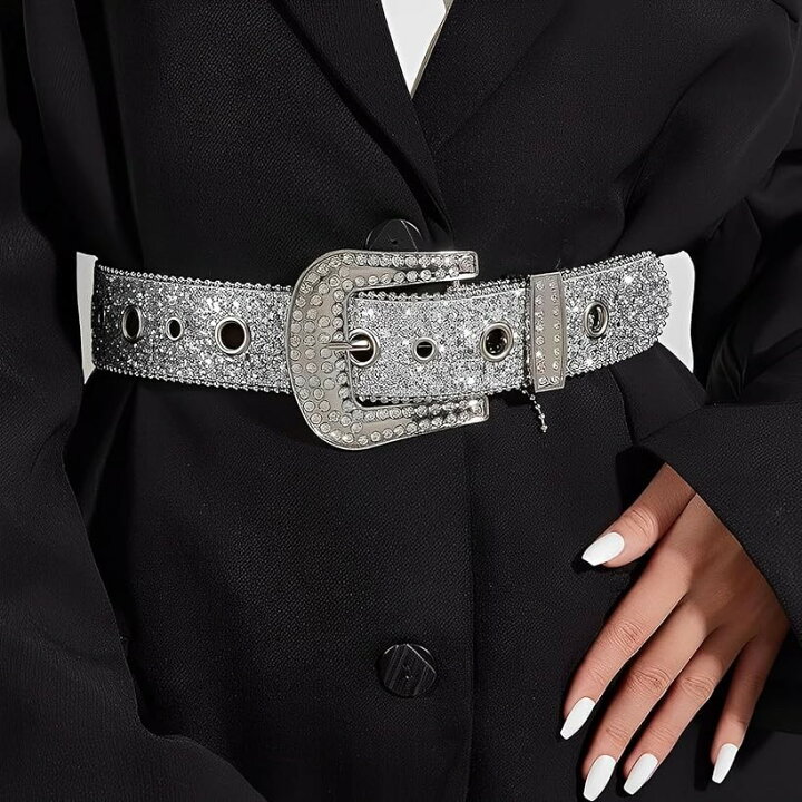 楽天市場】ベルト レディース ラインストーン キラキラ カジュアル  