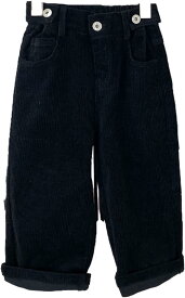 コーデュロイパンツ キッズ 女の子 ズボン ワイドパンツ カジュアルパンツ 厚手 ゆったり( ブラック, 120)