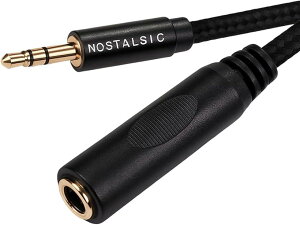 互換品 6.35mmメス - 3.5mmオス ステレオ変換ケーブル 高耐久ナイロン編み 錫メッキ無酸素銅 OFC導体 変換プラグ ヘッドホン ミキサー アンプ ギター 電子ピアノ等対応 30cm