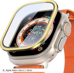 Apple Watch �K���X�t�B���� �A���~�����t���[��+�����K���X�t�B���� ��̌^ �S�ʕی� ��ʕی�J�o�[ �Ϗ��� �w��h�~ 1���Z�b�g (��, Apple Watch Ultra 2 / Ultra1)