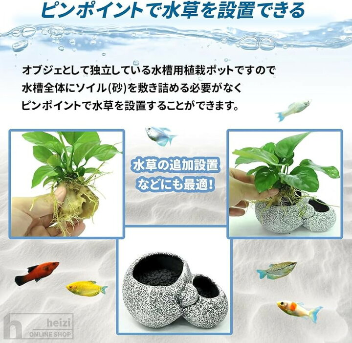 楽天市場】水槽 水草 鉢 ソイル 砂 付き 水槽ポット アクアリウム 石 