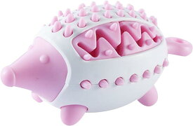 噛むおもちゃ 餌入れ おやつ入れ 知育トイ 犬用 歯磨き 早食い防止 玩具 小型 中型 大型犬( ピンク)