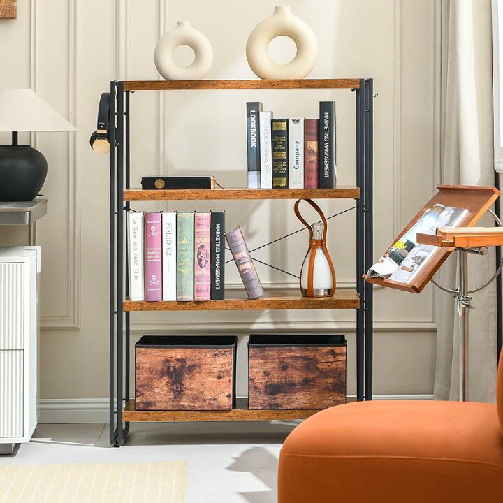 楽天市場】ラック オープンシェルフ 4段 木製 収納 本棚 オープン  