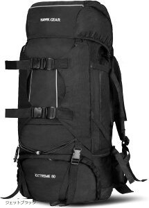 ���[���h�X�|�[�c�I�����C�� HAWK GEAR �z�[�N�M�A �o�b�N�p�b�N 80L ��e�� �h�� �A�E�g�h�A �h�� �ЊQ �o�R ���s (�W�F�b�g�u���b�N, Free Size)