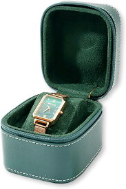 腕時計 ケース 四角 1本 収納 ウォッチ ボックス レザー 携帯 旅行 出張 持ち運び 保護 化粧箱( グリーン)