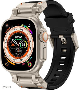 Apple watch �o���h Ultra Ultra2 �Ή� 44mm 45mm 46mm 49mm ������� �A�b�v���E�H�b�` �E���g�� �x���g/TPU �X�e�����X �u���b�N Series 10 8 7 �E���g���o���h (�u���b�N)