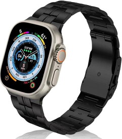 Apple Watch対応 高級チタンバンド 同じ材質 チタニウム ultra2/ultra 49mm専用バンド 45mm/44mm/42mm アップルウォッチ ベルト チタン使用( ブラック)